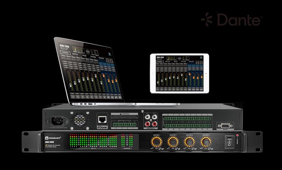 DAM-208D Mezclador Automático Digital 20×8 con Dante